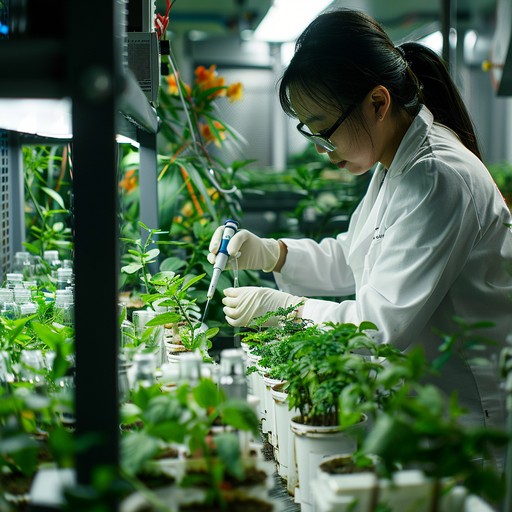 Exxopharm scientist pipetting samples in a plant science laboratory